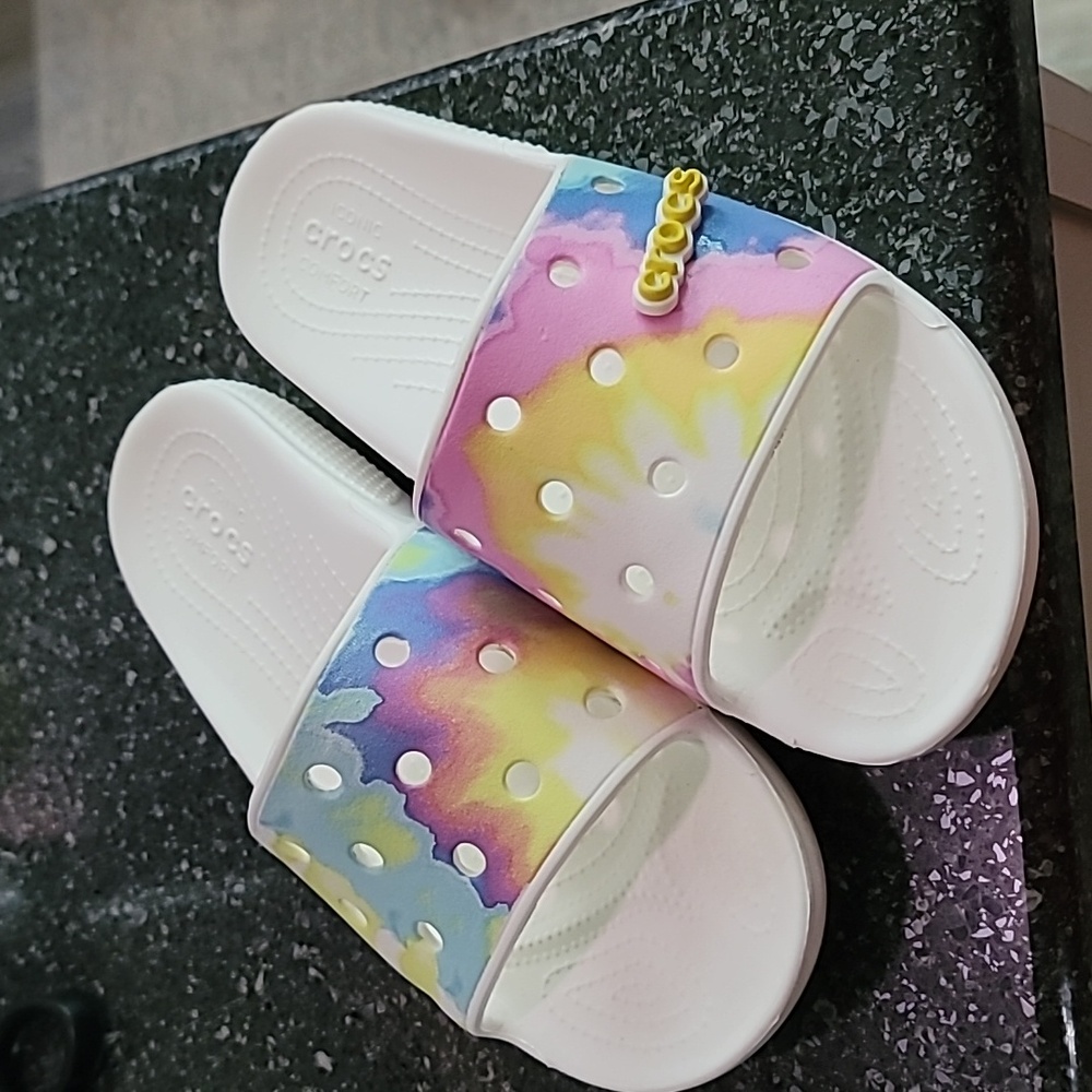 Croc slides/Tye dye Mens 8 Women's 10